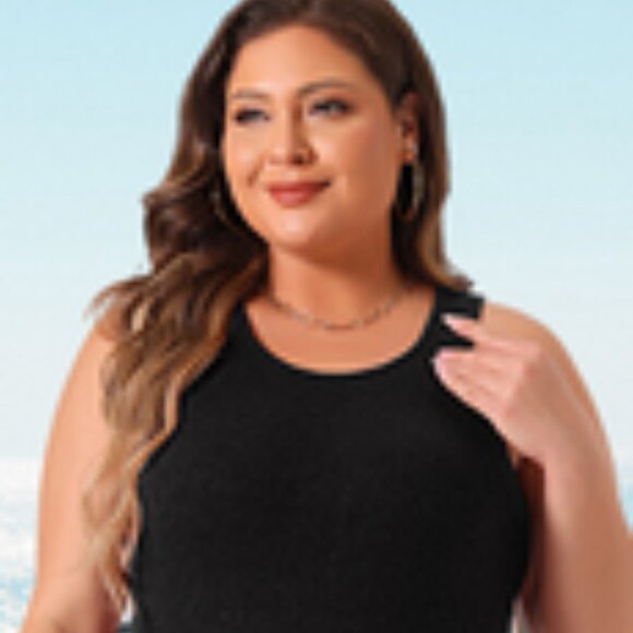 Agnes Orinda Plus Size Black Knit Sweater Dress – Modern Minimalist Quiet Luxury - Picture 8 of 15